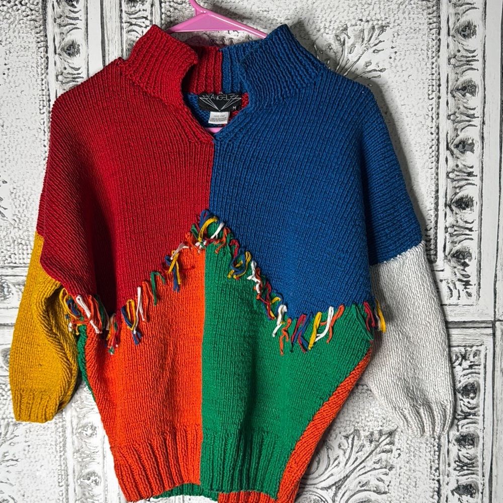 Colorful Patchwork Sweater handknit